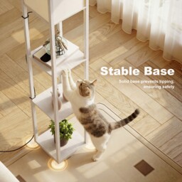 HOMCOM Standing Lamp, Floor Lamp with 3-Tier Storage Shelf, Reading Standing Lamp for Living Room, Bedroom, White - Aosom UK - thumbnail 4