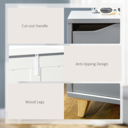 HOMCOM Drawer Chest, 3-Drawer Storage Cabinet Unit with Pine Wood Legs for Bedroom, Living Room, 75cmx42cmx75cm, Grey - thumbnail 6