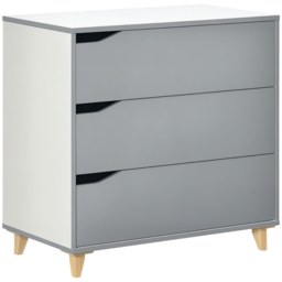 HOMCOM Drawer Chest, 3-Drawer Storage Cabinet Unit with Pine Wood Legs for Bedroom, Living Room, 75cmx42cmx75cm, Grey - thumbnail 1