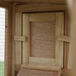 PawHut 2-Storey Rabbit Hutch with Water-Resistant Roof Ramp, Nature Wood - Aosom UK - thumbnail 9