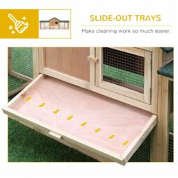 PawHut 2-Storey Rabbit Hutch with Water-Resistant Roof Ramp, Nature Wood - Aosom UK - thumbnail 6