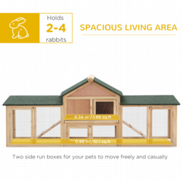 PawHut 2-Storey Rabbit Hutch with Water-Resistant Roof Ramp, Nature Wood - Aosom UK - thumbnail 5