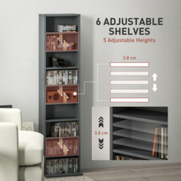 HOMCOM 260 Narrow CD Storage Unit - Grey - thumbnail 5