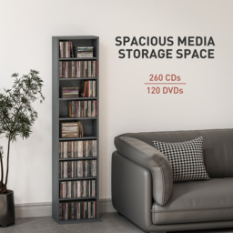 HOMCOM 260 Narrow CD Storage Unit - Grey - thumbnail 4