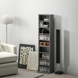 HOMCOM 260 Narrow CD Storage Unit - Grey - thumbnail 2