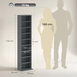HOMCOM 260 Narrow CD Storage Unit - Grey - thumbnail 3