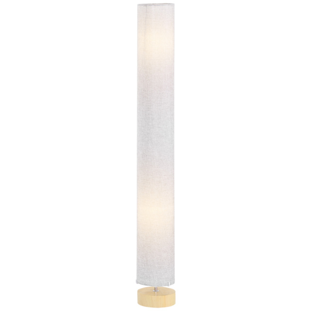 HOMCOM 120H cm Wooden Base Fabric Floor Lamp with Linen Fabric, Grey - Aosom UK - image 1