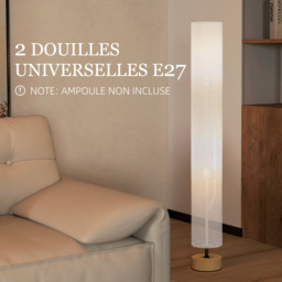 HOMCOM 120H cm Wooden Base Fabric Floor Lamp with Linen Fabric, Grey - Aosom UK - thumbnail 4