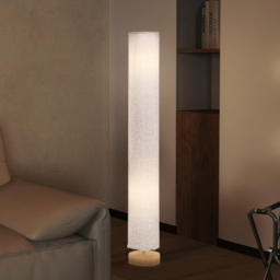 HOMCOM 120H cm Wooden Base Fabric Floor Lamp with Linen Fabric, Grey - Aosom UK - thumbnail 2