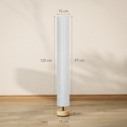 HOMCOM 120H cm Wooden Base Fabric Floor Lamp with Linen Fabric, Grey - Aosom UK - thumbnail 3