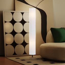 HOMCOM 120H cm Wooden Base Fabric Floor Lamp with Linen Fabric, Grey - Aosom UK - thumbnail 8