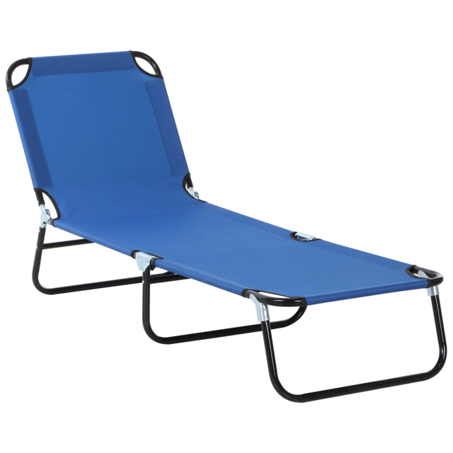 Outsunny Folding Sun Lounger: Adjustable 5-Position Backrest, Lightweight Poolside & Sunbathing Recliner, Blue - Aosom UK - image 1