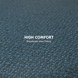 HOMCOM Round Ottoman, Linen Fabric Upholstered Footstool with Storage, Padded Seat & Wooden Legs, Blue - thumbnail 5