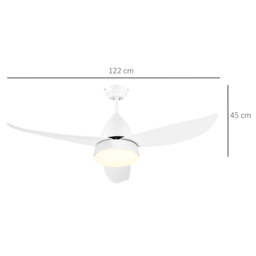 HOMCOM Reversible Ceiling Fan with Light, 3 Blades Modern Mount White LED Lighting Fan w/ Remote Controller, for Living Room, White - Aosom UK - thumbnail 3