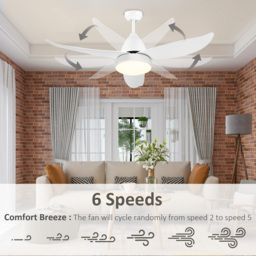 HOMCOM Reversible Ceiling Fan with Light, 3 Blades Modern Mount White LED Lighting Fan w/ Remote Controller, for Living Room, White - Aosom UK - thumbnail 4