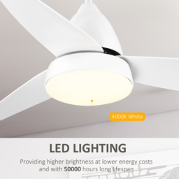 HOMCOM Reversible Ceiling Fan with Light, 3 Blades Modern Mount White LED Lighting Fan w/ Remote Controller, for Living Room, White - Aosom UK - thumbnail 5