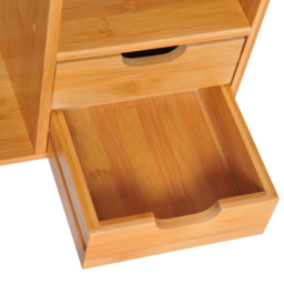 HOMCOM Desk Organiser, Bamboo Desktop Bookshelf with 2 Drawers and Stationery Storage, Reversible Use - Aosom UK - thumbnail 9