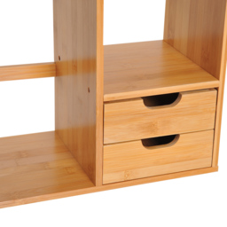 HOMCOM Desk Organiser, Bamboo Desktop Bookshelf with 2 Drawers and Stationery Storage, Reversible Use - Aosom UK - thumbnail 8