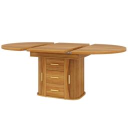 Extendable Dining Table with 3-Tier Hidden Storage and Sliding Rail, Round Kitchen Table for 6 People, 118-158L x 118W x 77H cm, Walnut - Aosom UK - thumbnail 9