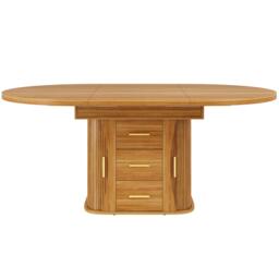 Extendable Dining Table with 3-Tier Hidden Storage and Sliding Rail, Round Kitchen Table for 6 People, 118-158L x 118W x 77H cm, Walnut - Aosom UK - thumbnail 2