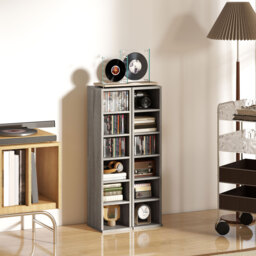 HOMCOM CD Media Display Shelf Unit Tower Rack with Adjustable Shelves, Set of 2 - Aosom UK - thumbnail 9