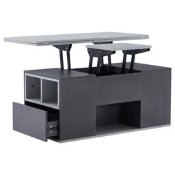Lift-Top Coffee Table with 2 Push-to-Open Drawers and 3 Open CompartmentsStorage, Desk for Dining/Work/Relax, 100L x 51W x 47H cm, Grey - Aosom UK - thumbnail 9