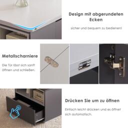 Lift-Top Coffee Table with 2 Push-to-Open Drawers and 3 Open CompartmentsStorage, Desk for Dining/Work/Relax, 100L x 51W x 47H cm, Grey - Aosom UK - thumbnail 4