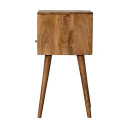 Wood Bedside Table with Drawer, Narrow Nightstand with Open Shelf, Distinct Grain for Storage, Brown - Aosom UK - thumbnail 7