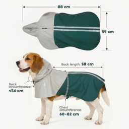 PawHut Dog Raincoat with Hood, Waterproof & Breathable Rain Jacket with Leash Hole, for Medium Dogs, Green, M - thumbnail 3