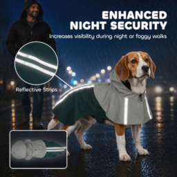 PawHut Dog Raincoat with Hood, Waterproof & Breathable Rain Jacket with Leash Hole, for Medium Dogs, Green, M - thumbnail 5