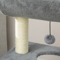 PawHut Cat Tree Tower: Scratching Posts, Cosy Bed & Perch, Interactive Ball Toy for Feline Fun, Light Grey - Aosom UK - thumbnail 9
