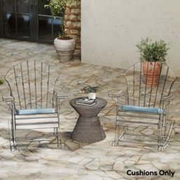 Outsunny Set of 6 Chair Cushion Seat Pads Dining Chair w/ Straps, Indoor Outdoor Removable Tie On Garden Patio, Light Grey - thumbnail 2