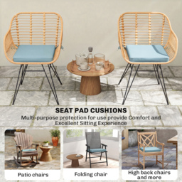 Outsunny Set of 6 Chair Cushion Seat Pads Dining Chair w/ Straps, Indoor Outdoor Removable Tie On Garden Patio, Light Grey - thumbnail 6