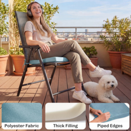 Outsunny Set of 6 Chair Cushion Seat Pads Dining Chair w/ Straps, Indoor Outdoor Removable Tie On Garden Patio, Light Grey - thumbnail 4