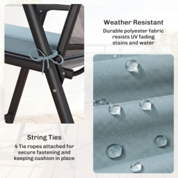 Outsunny Set of 6 Chair Cushion Seat Pads Dining Chair w/ Straps, Indoor Outdoor Removable Tie On Garden Patio, Light Grey - thumbnail 5
