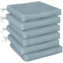 Outsunny Set of 6 Chair Cushion Seat Pads Dining Chair w/ Straps, Indoor Outdoor Removable Tie On Garden Patio, Light Grey - thumbnail 9