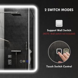 HOMCOM 50 x 70 cm Backlit Illuminated Bathroom Mirror with LED Lights and Bluetooth - Silver Tone - thumbnail 9