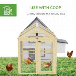 PawHut Large Chicken Run, Wooden Chicken coop, with Combinable Design - Natural Wood Finish - thumbnail 6