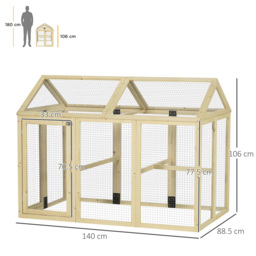 PawHut Large Chicken Run, Wooden Chicken coop, with Combinable Design - Natural Wood Finish - thumbnail 3
