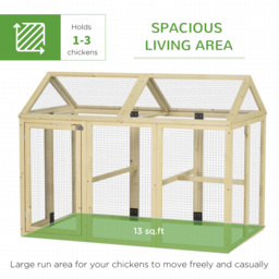 PawHut Large Chicken Run, Wooden Chicken coop, with Combinable Design - Natural Wood Finish - thumbnail 4