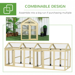 PawHut Large Chicken Run, Wooden Chicken coop, with Combinable Design - Natural Wood Finish - thumbnail 7