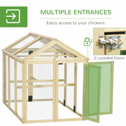 PawHut Large Chicken Run, Wooden Chicken coop, with Combinable Design - Natural Wood Finish - thumbnail 5