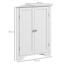 kleankin Triangle Bathroom Cabinet, Corner Bathroom Storage Unit with Adjustable Shelf and Recessed Door, Free Standing, White - Aosom UK - thumbnail 3