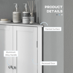 kleankin Triangle Bathroom Cabinet, Corner Bathroom Storage Unit with Adjustable Shelf and Recessed Door, Free Standing, White - Aosom UK - thumbnail 7