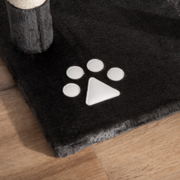 PawHut Cat Tower Floor-to-Ceiling 240-260cm Indoor Cat Tree, Adjustable Cat Post with Condos, Ramps, Hammocks, Toy Balls, Dark Grey - Aosom UK - thumbnail 9