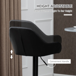 HOMCOM Bar Stools Set of 2, Height Adjustable Swivel Barstools, PU Leather Kitchen Stools with Backs, Armrests and Footrest, Black - Aosom UK - thumbnail 5