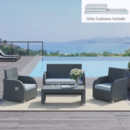 Outsunny 3 PCs Outdoor Seat Cushion for Rattan Furniture, Garden Furniture Cushions, Grey - thumbnail 1