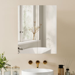 HOMCOM Wall Mounted Bathroom Mirror Storage Cabinet w/ Door Adjustable Shelf, White - thumbnail 8