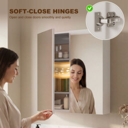 HOMCOM Wall Mounted Bathroom Mirror Storage Cabinet w/ Door Adjustable Shelf, White - thumbnail 7