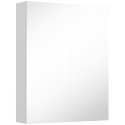 HOMCOM Wall Mounted Bathroom Mirror Storage Cabinet w/ Door Adjustable Shelf, White - thumbnail 1